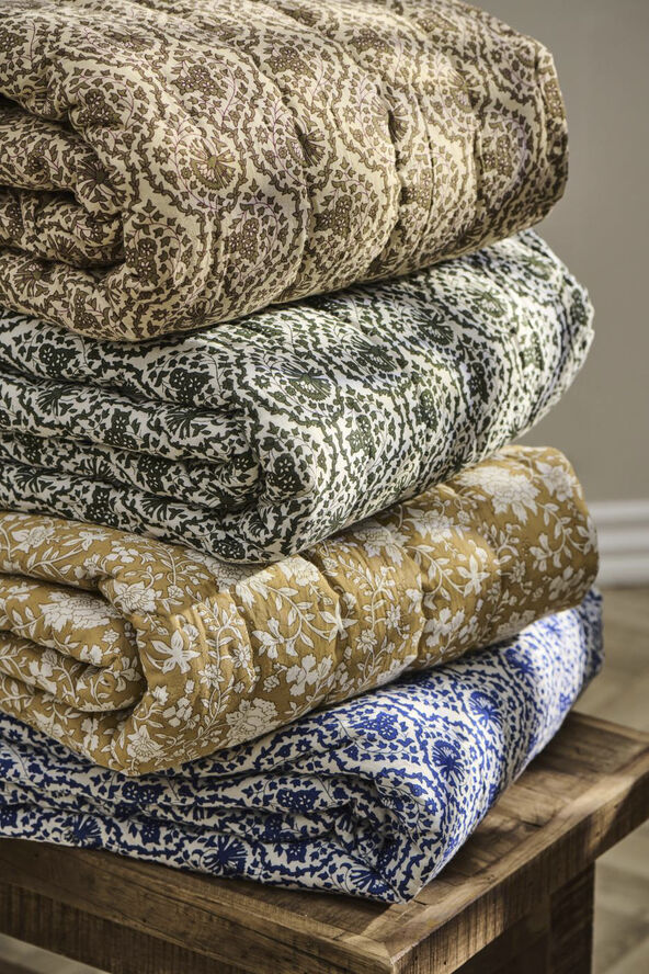 Ib Laursen Quilt Ane hvid m/myrtle green mønster Grøn