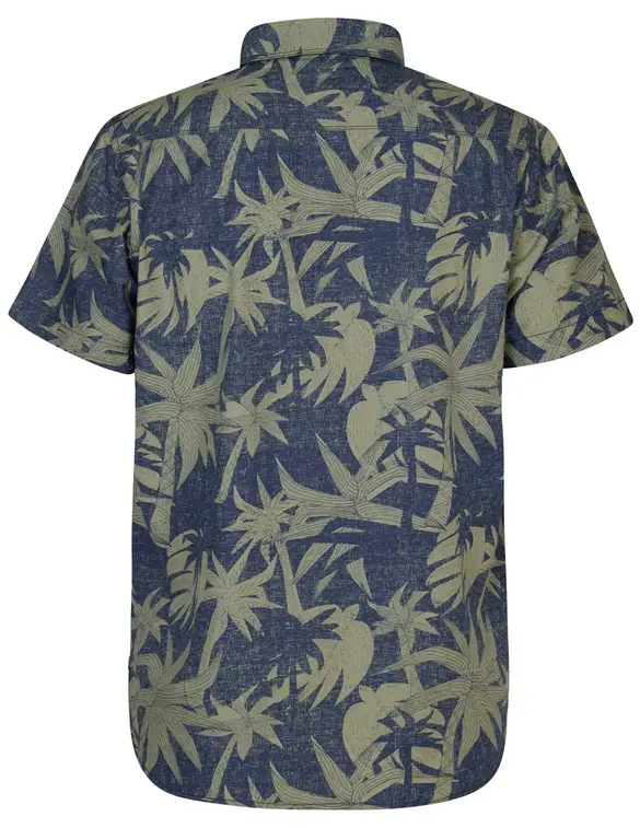Petrol Overhemd palm print M-1040-SIS422