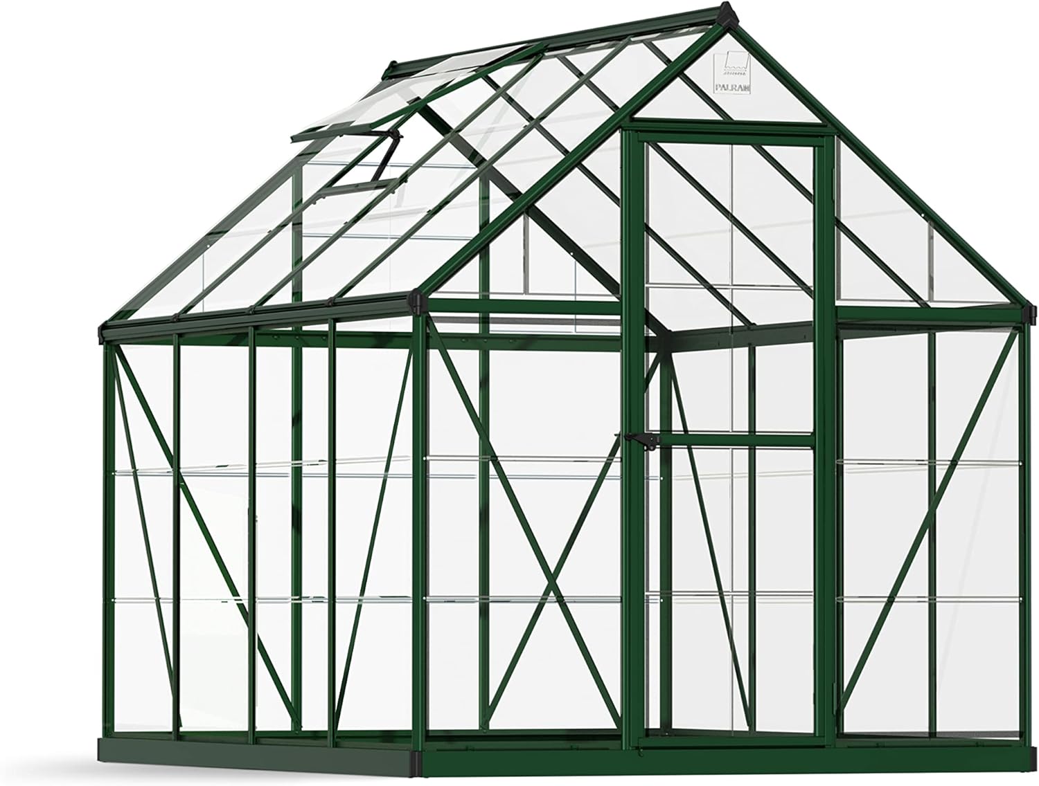 Canopia by Palram Gewächshaus klein Harmony 6x8 Treibhaus 247x185 cm Aluminium Grün Tomatenhaus Polycarbonatplatten UV-beständig