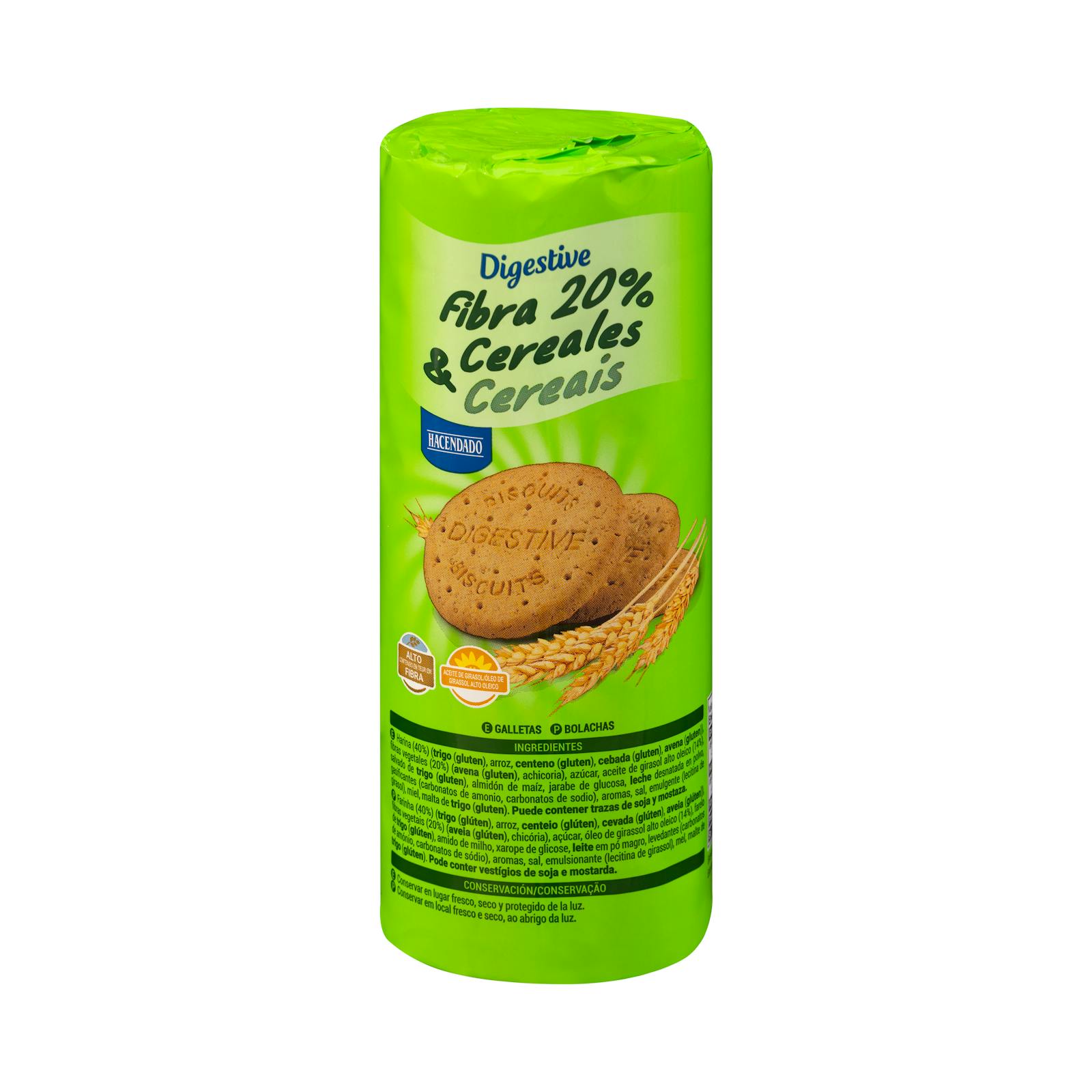 Biscuits digestifs 20% fibres et céréales Hacendado
