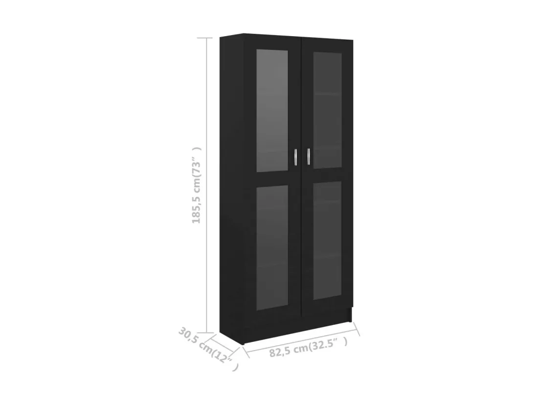 Armoire à vitrine Noir 82,5x30,5x185,5