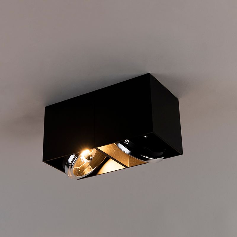 Design spot zwart rechthoekig 2-lichts - Box