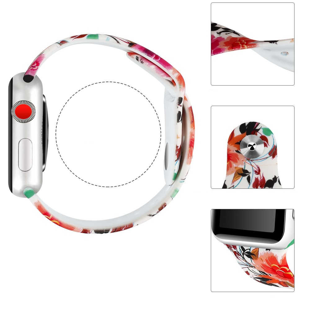 Apple Watch (42/41/40/38 mm) Silikon Sport Armband (Gelenkumfang 157 - 197mm) - Blumen