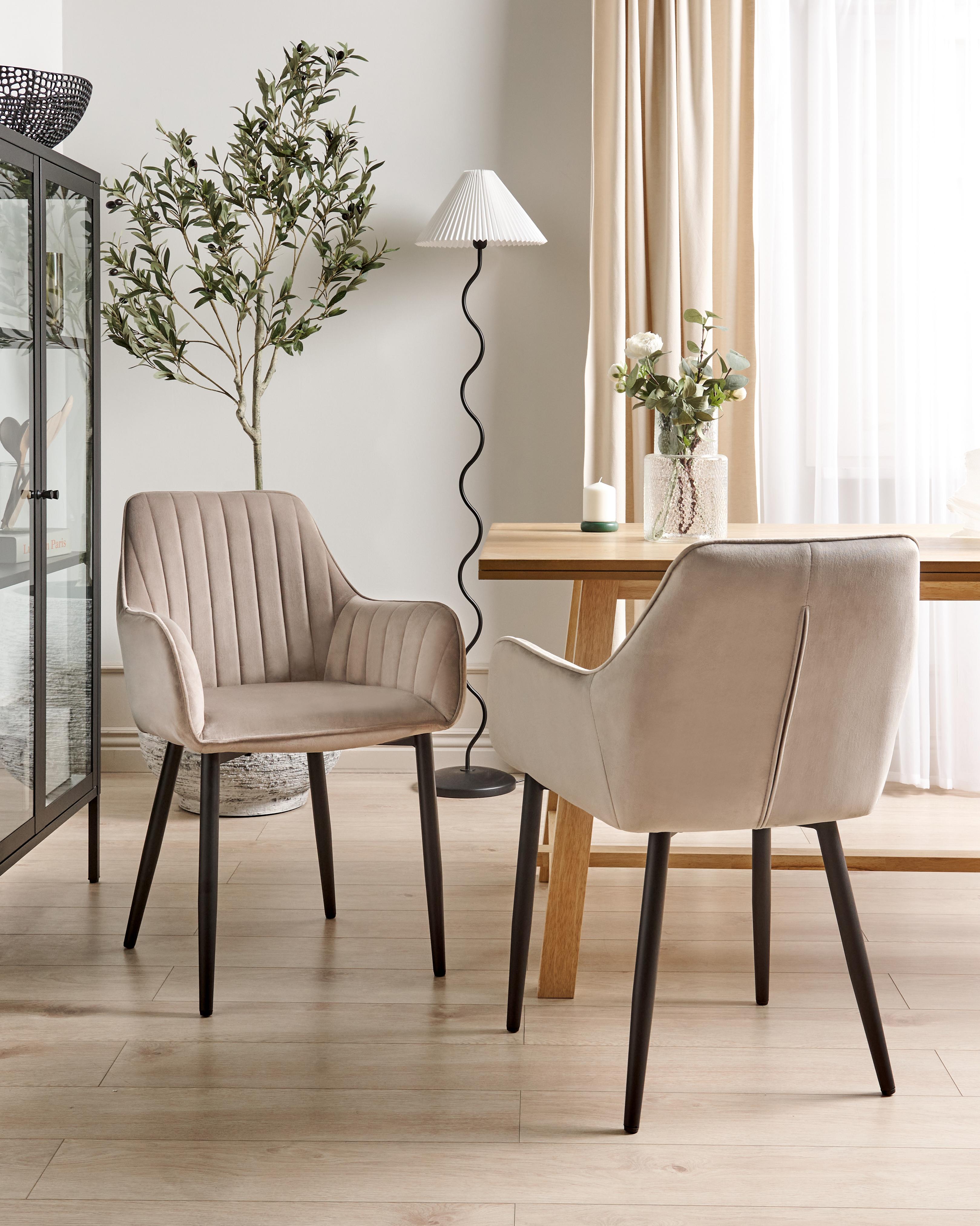 Set van 2 eetkamerstoelen WELLSTON Fluweel Taupe