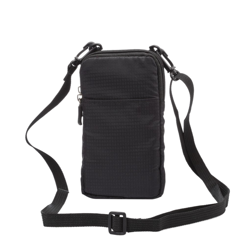 (180x100x35mm) Spritzwasserfeste Universal Nylon Tasche mit Gürtelclip und Karabinerhaken - Schwarz