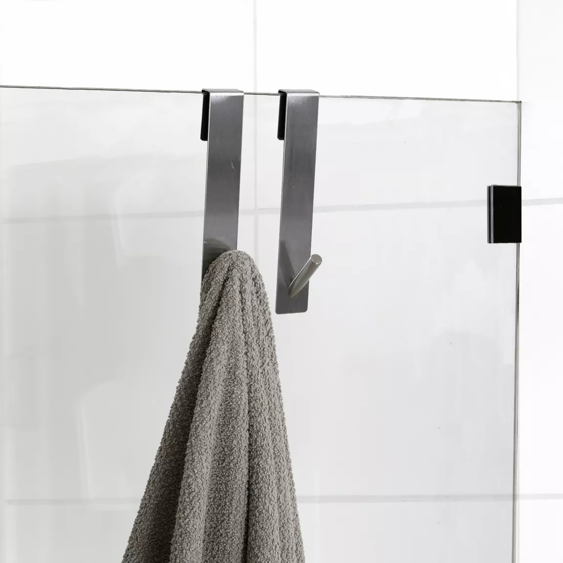 Lot de 2 patères à suspendre spécial paroi de douche (H18 cm) Chrome