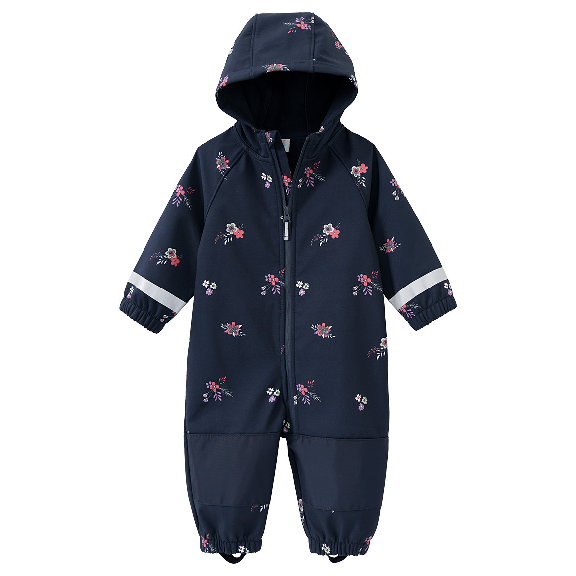 Topomini Baby Softshelloverall mit Blümchen-Print dunkelblau
