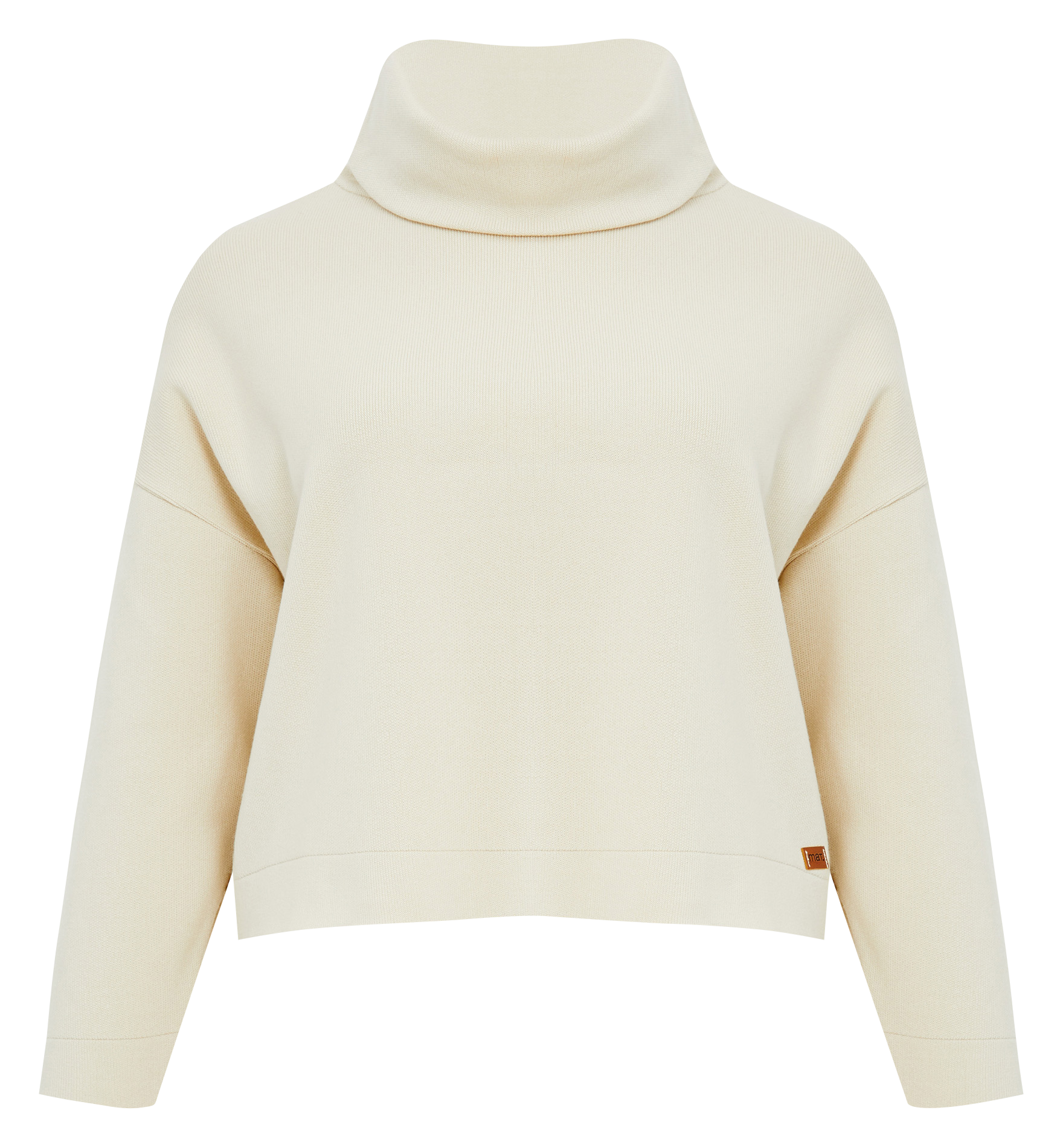 Pull crop col roulé | Beige