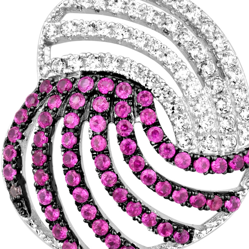 Pendentif Coeur en Argent et Cristal Swarovski Cubic Zirconia Rouge et Blanc