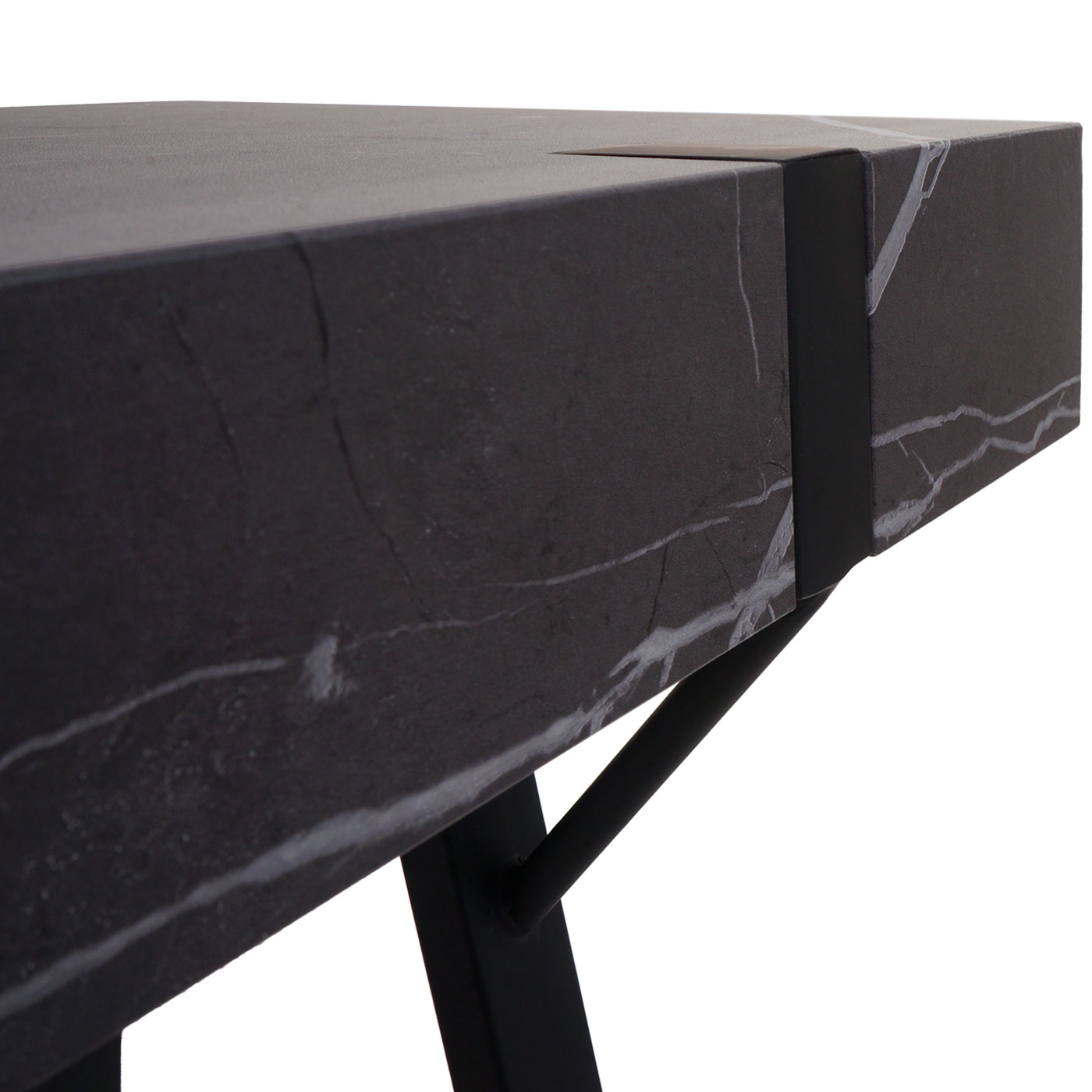Konsolentisch MCW-L54, Telefontisch Arbeitstisch Beistelltisch Ablagetisch, Metall 75x100x40cm ~ Marmor-Optik grau