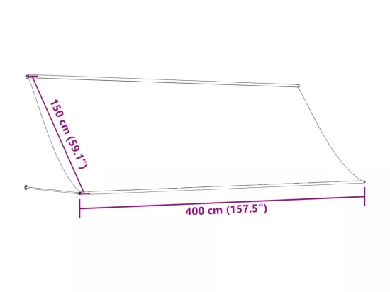 Auvent rétractable crème 400x150 m tissu et acier