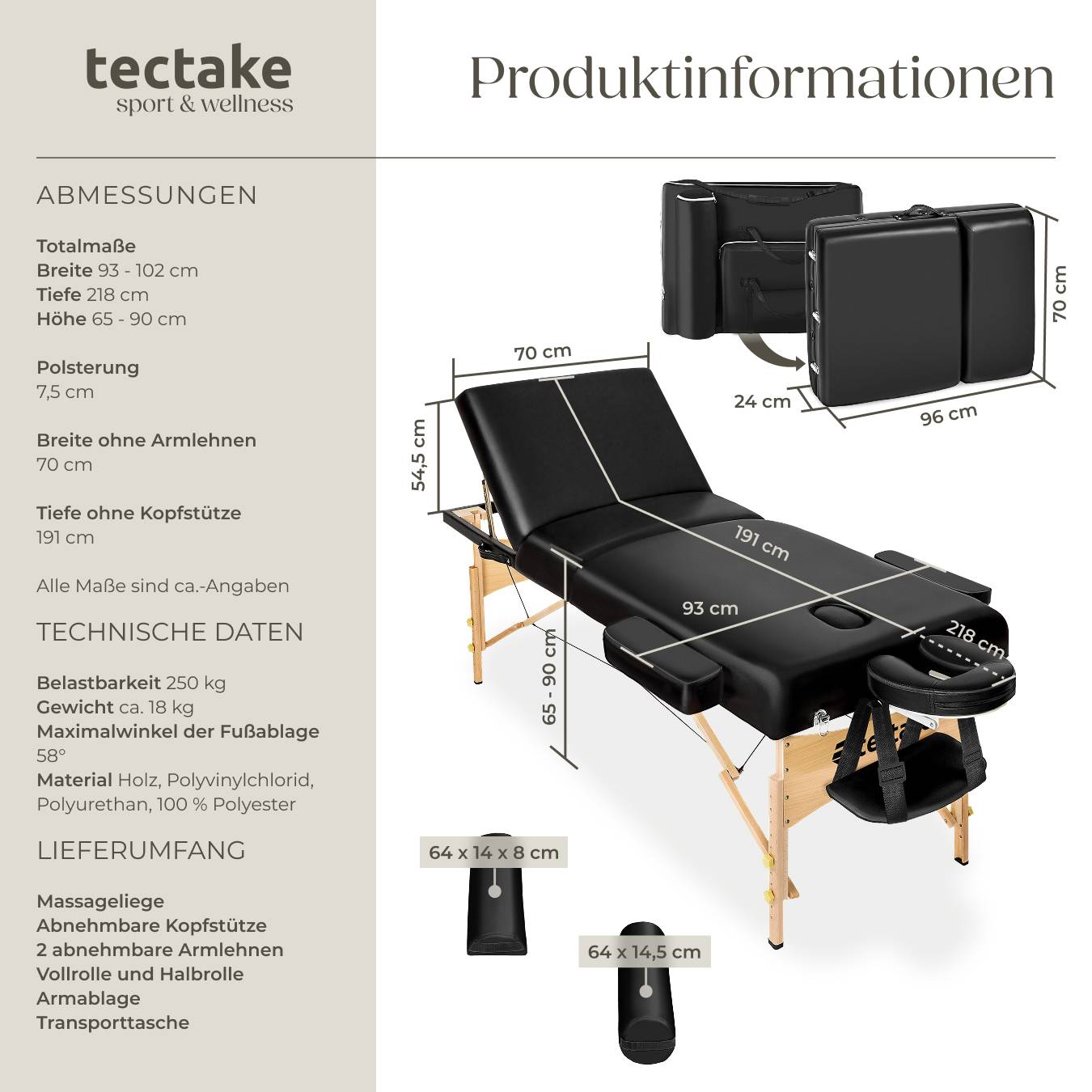 3 Zonen Massageliege-Set Somwang