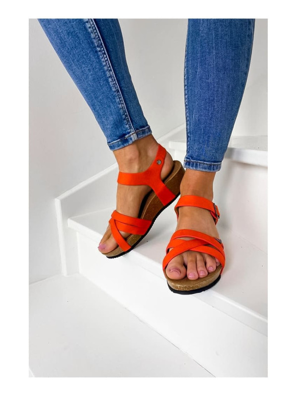 Sandales Cuir Marlène Orange - Les Petites Bombes