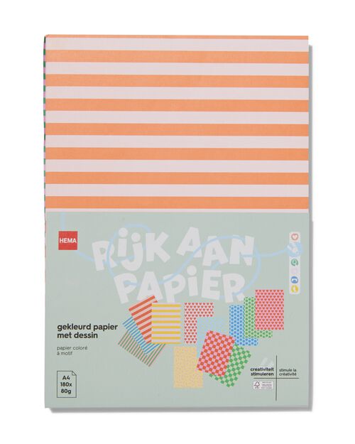 180 feuilles de papier A4 coloré avec motif