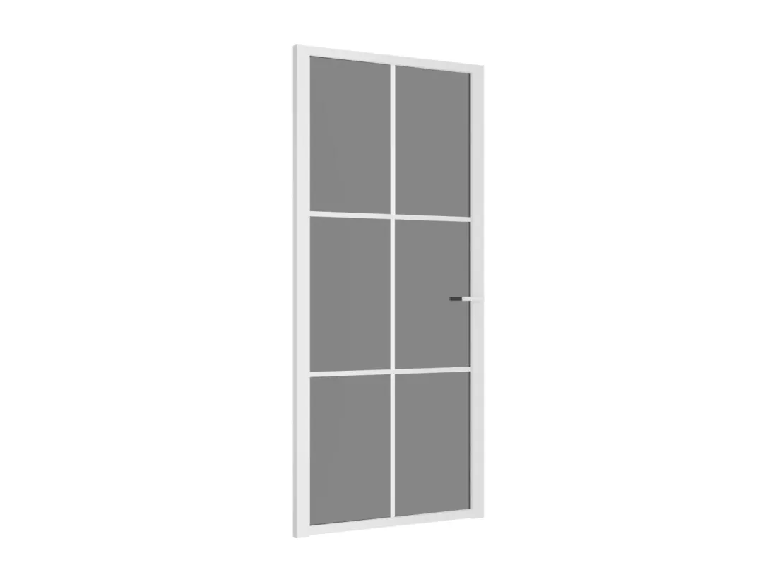 Porte intérieure 93x201,5 cm Blanc Verre ESG et aluminium