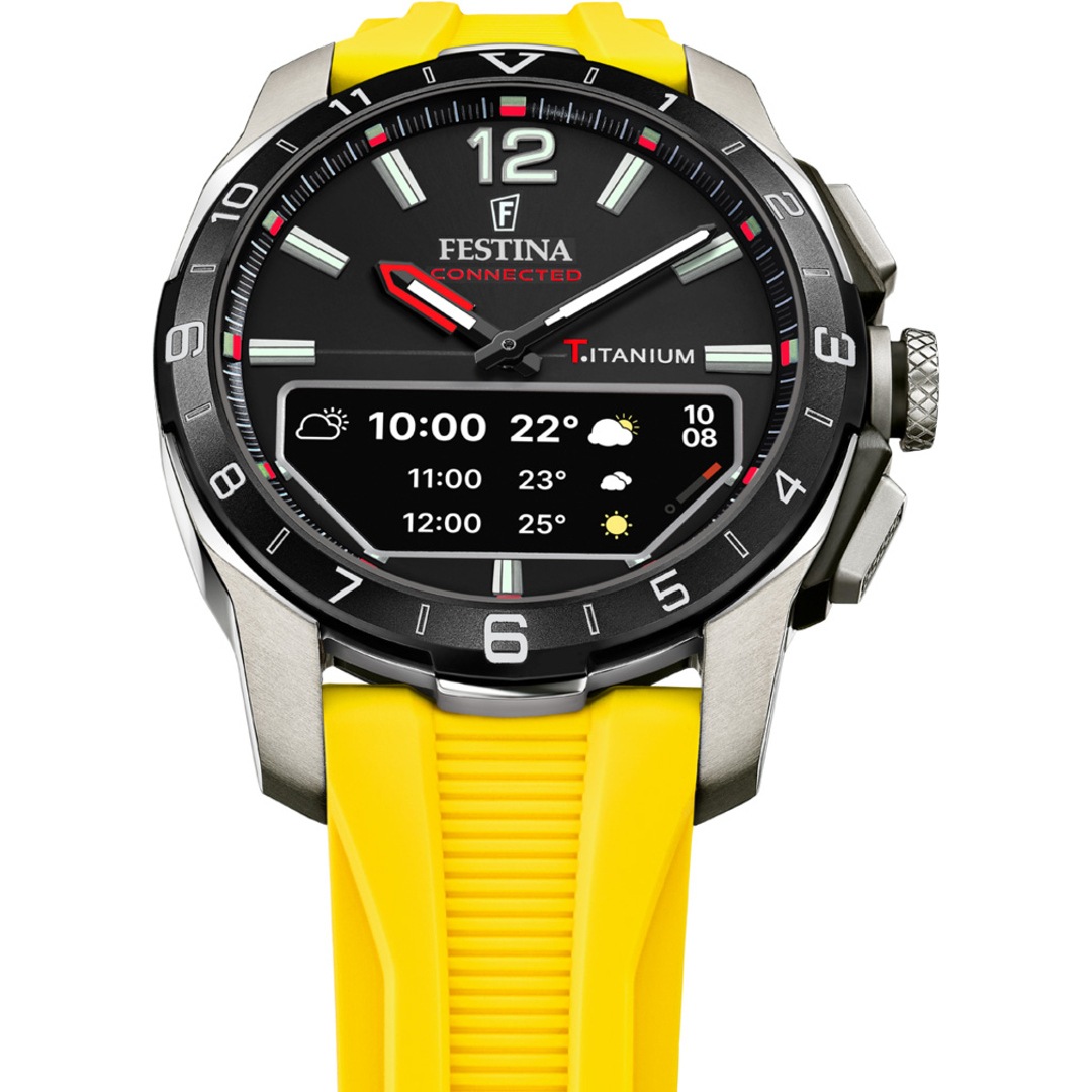 Festina Connected D Titan Schwarz / Gelb Ø 44 mm