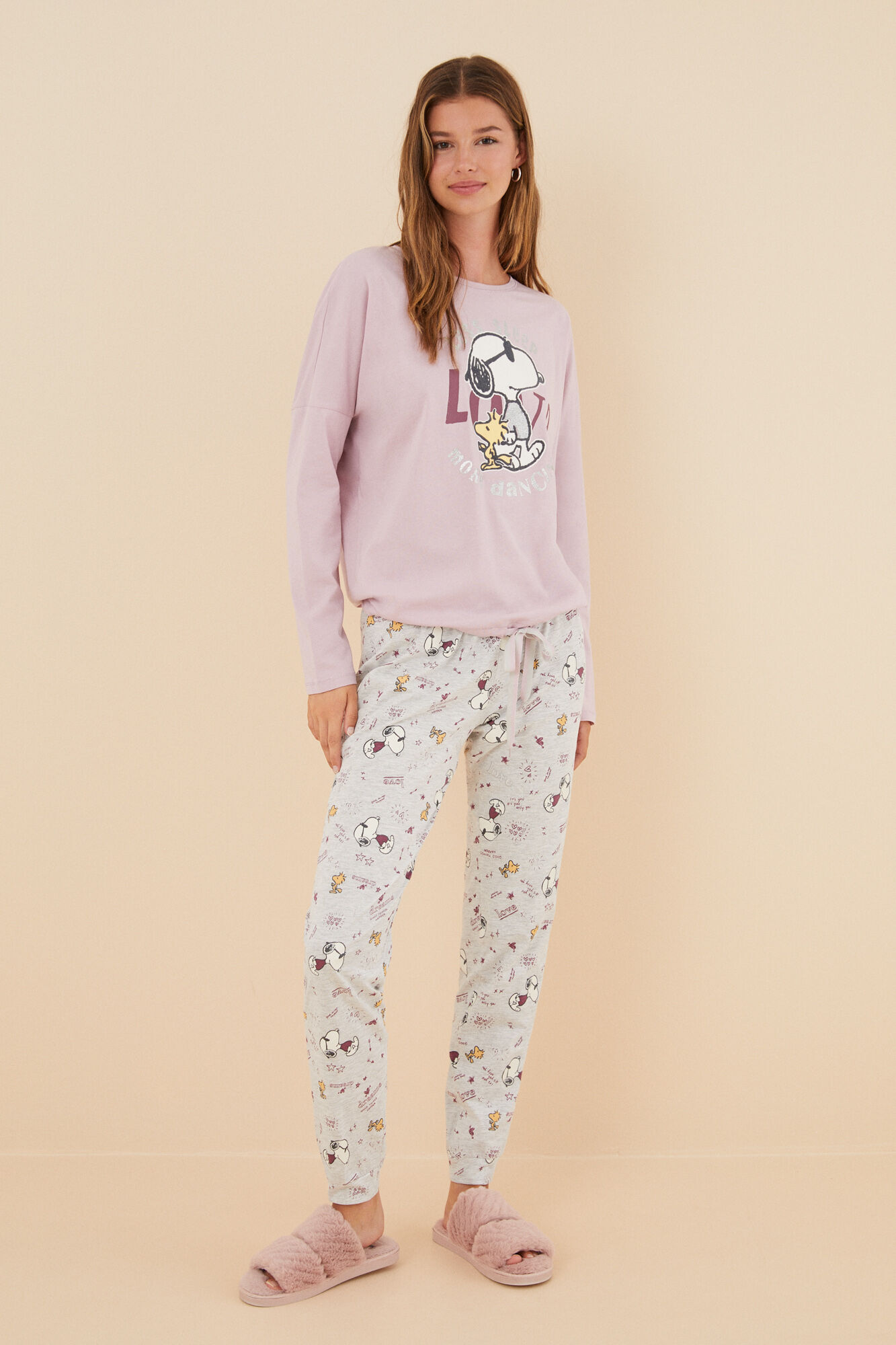 Pijama rosa Snoopy Love 100% algodão