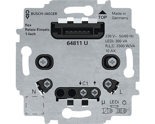 Busch-Jaeger 64811 U bewegingsmelder-inzetstuk met 3-draads aansluittechniek, flexibel enkelvoudig relais-inzetstuk