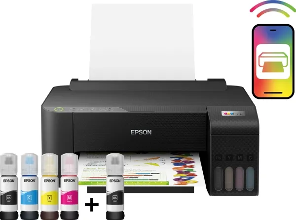 Epson EcoTank L1250 - Printer - farve - blækprinter - kan genopfyldes - A4 - 5760 x 1440 dpi - op til 10 spm (mono) / op til 5 spm (farve) - kapacitet: 100 ark - USB, Wi-Fi - sort