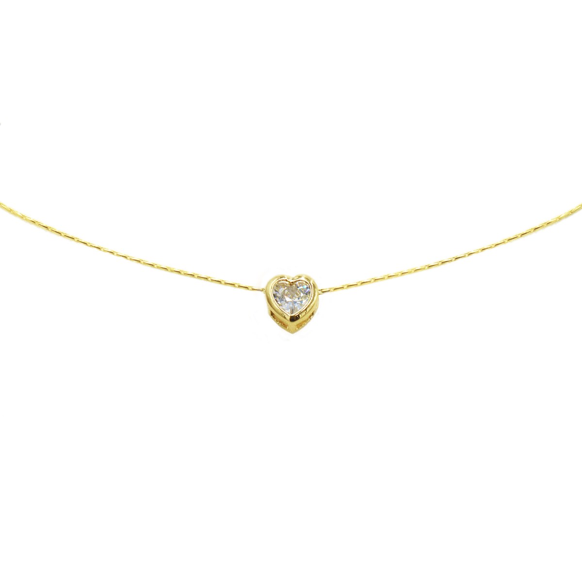 Collier délicat minimaliste pendentif coeur zirconium