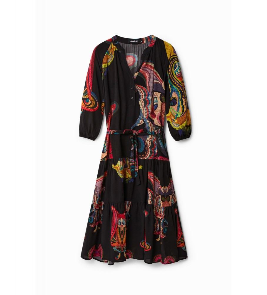Vestido longo Desigual tamanho M. Christian Lacroix preto multicolorido