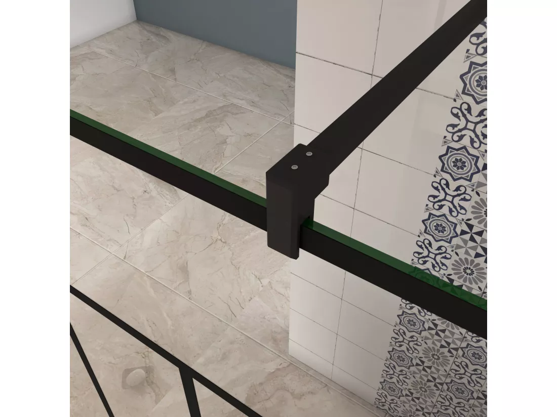 AICA paroi de douche 90x200cm,8mm verre anticalcaire,avec une barre de fixation carrée 90cm,Paroi douche italienne,Conception et intimité