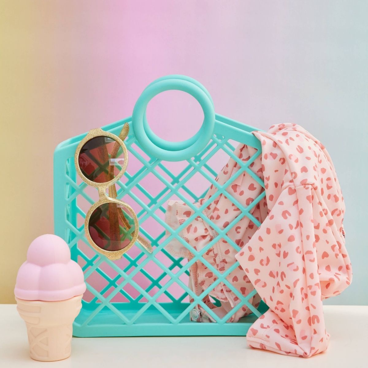 Panier rétro en silicone vert pastel Roodoudou