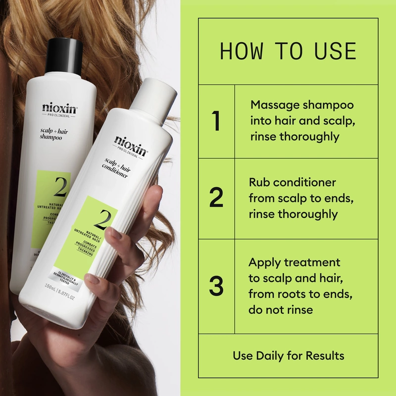 Nioxin System 2 Trial Kit 340 ml - Natural/Untreated Hair