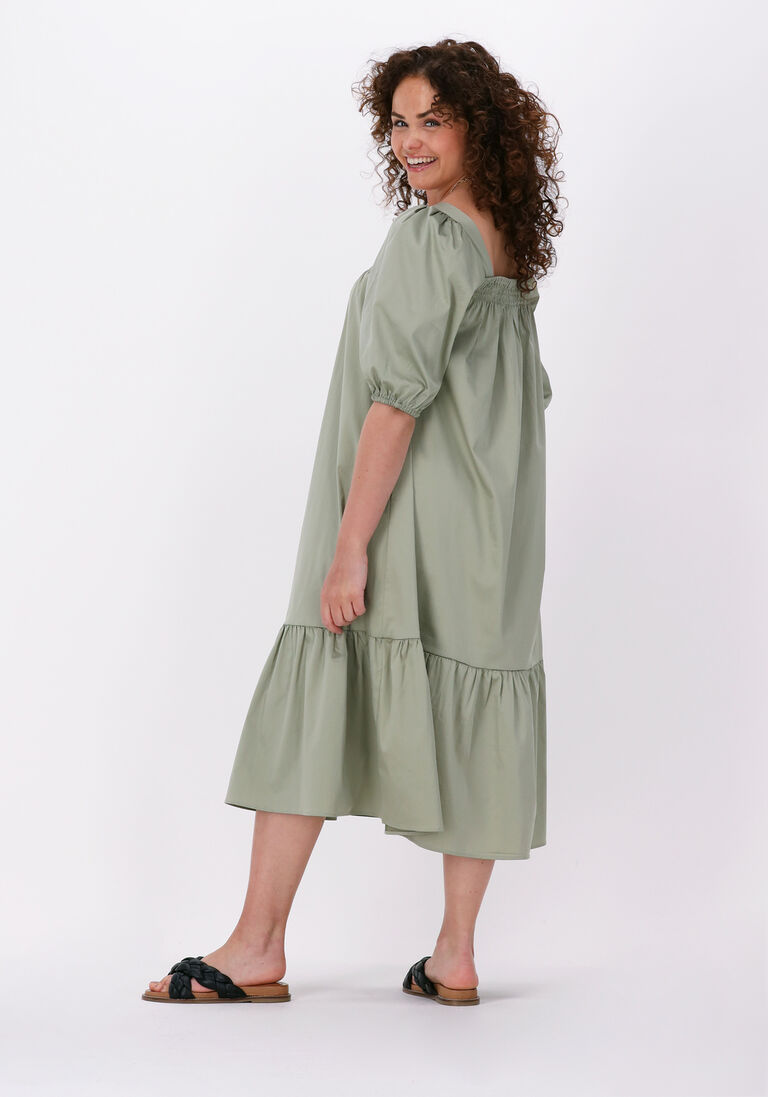 LEVETE ROOM groene levete room midi jurk isla solid 52 dress