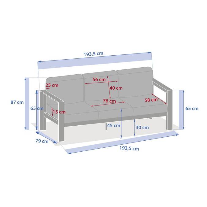 Canapé de jardin ÉVASION Graphite