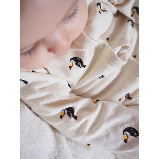Pyjama en coton recyclé   Beige AOP        de               P'tit bisou