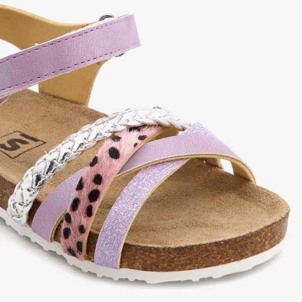 Meisjes bio sandalen paars zilver