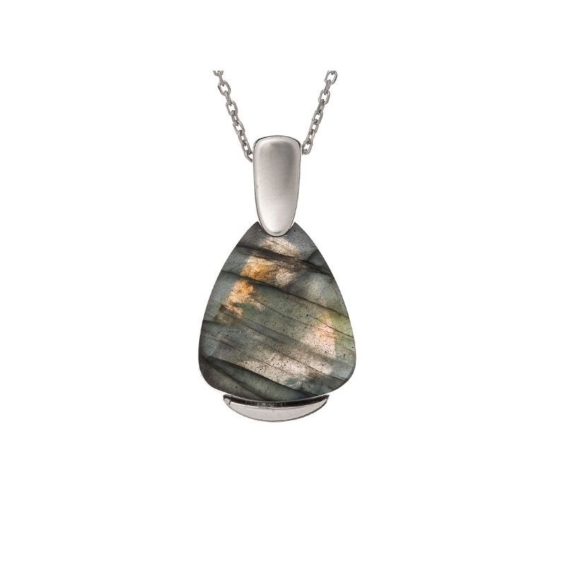 PENDENTIF LABRADORITE ARGENT RHODIE