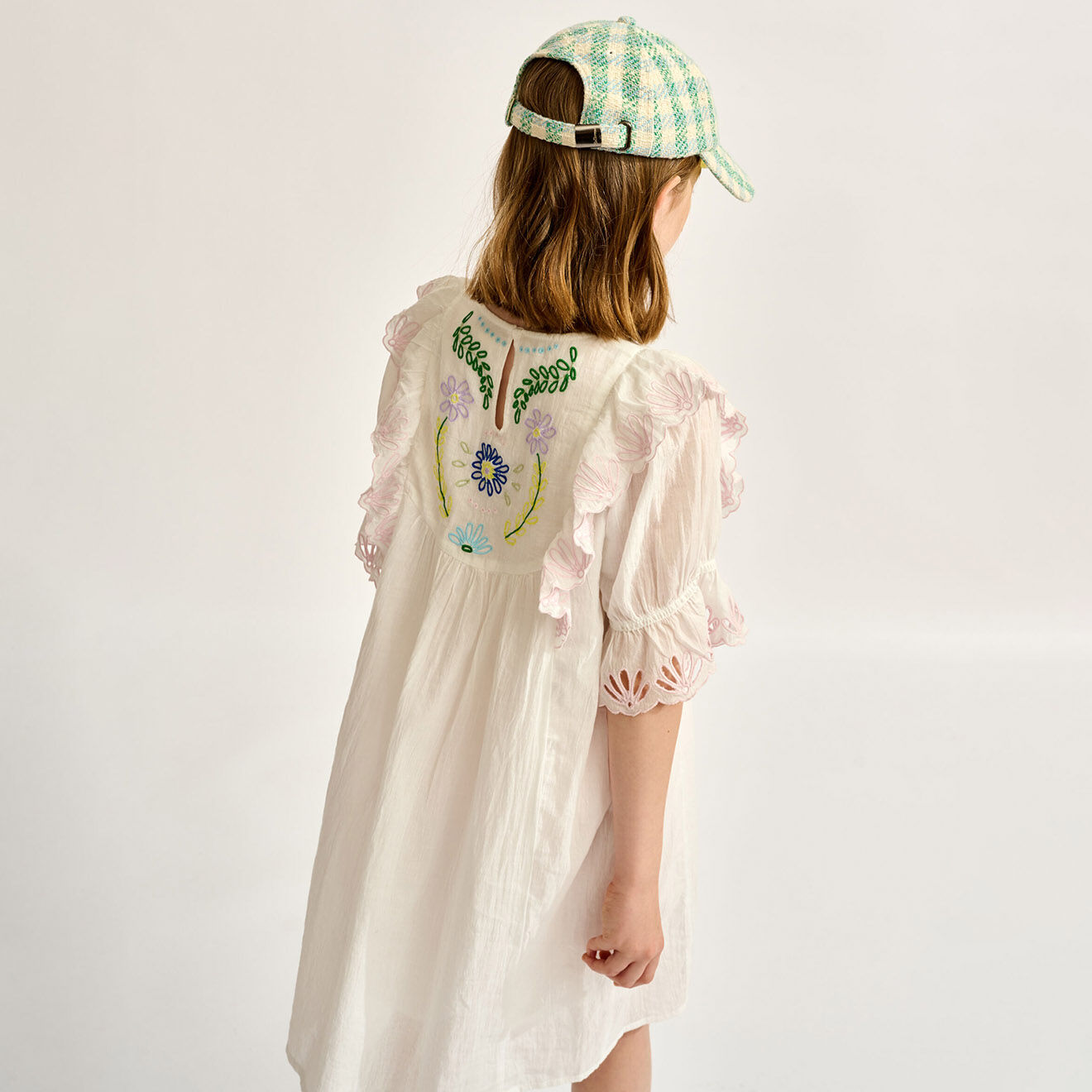 Bellerose Robe en Voile de Coton brodé Honest  blanche