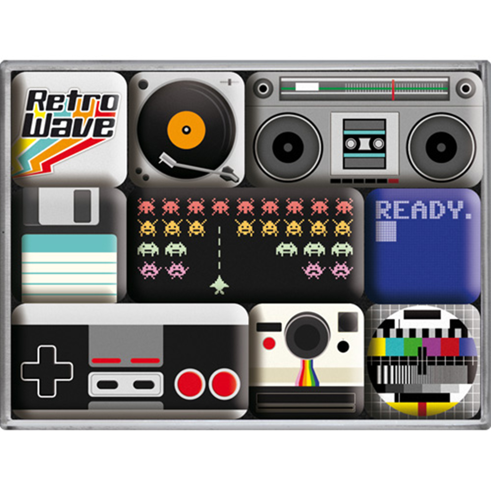 9-teiliges Magnet-Set - Retro Wave Media