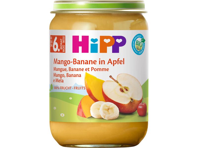 HIPP Gläschen Bio Mango-Banane in Apfel 190 g Mango-Banane in Apfel für Babys
