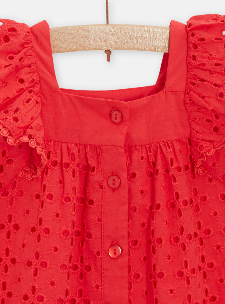 Robe rouge brodée pour bébé fille