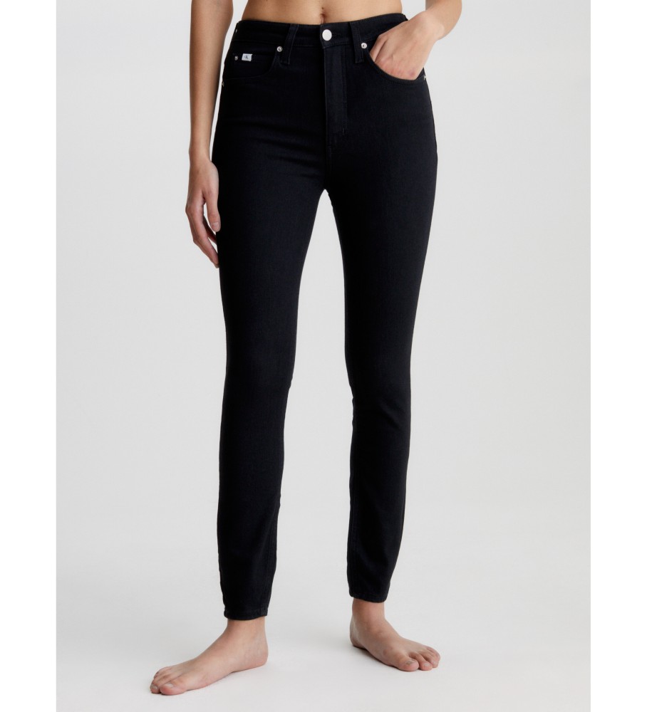 Calça jeans Calvin Klein de cintura alta, super skinny, preta