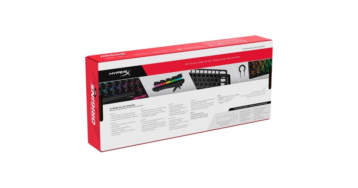 HyperXAlloy Origins 60, gaming toetsenbord  (Zwart, US lay-out, HyperX Aqua, RGB leds, 60%, PBT double-shot)
