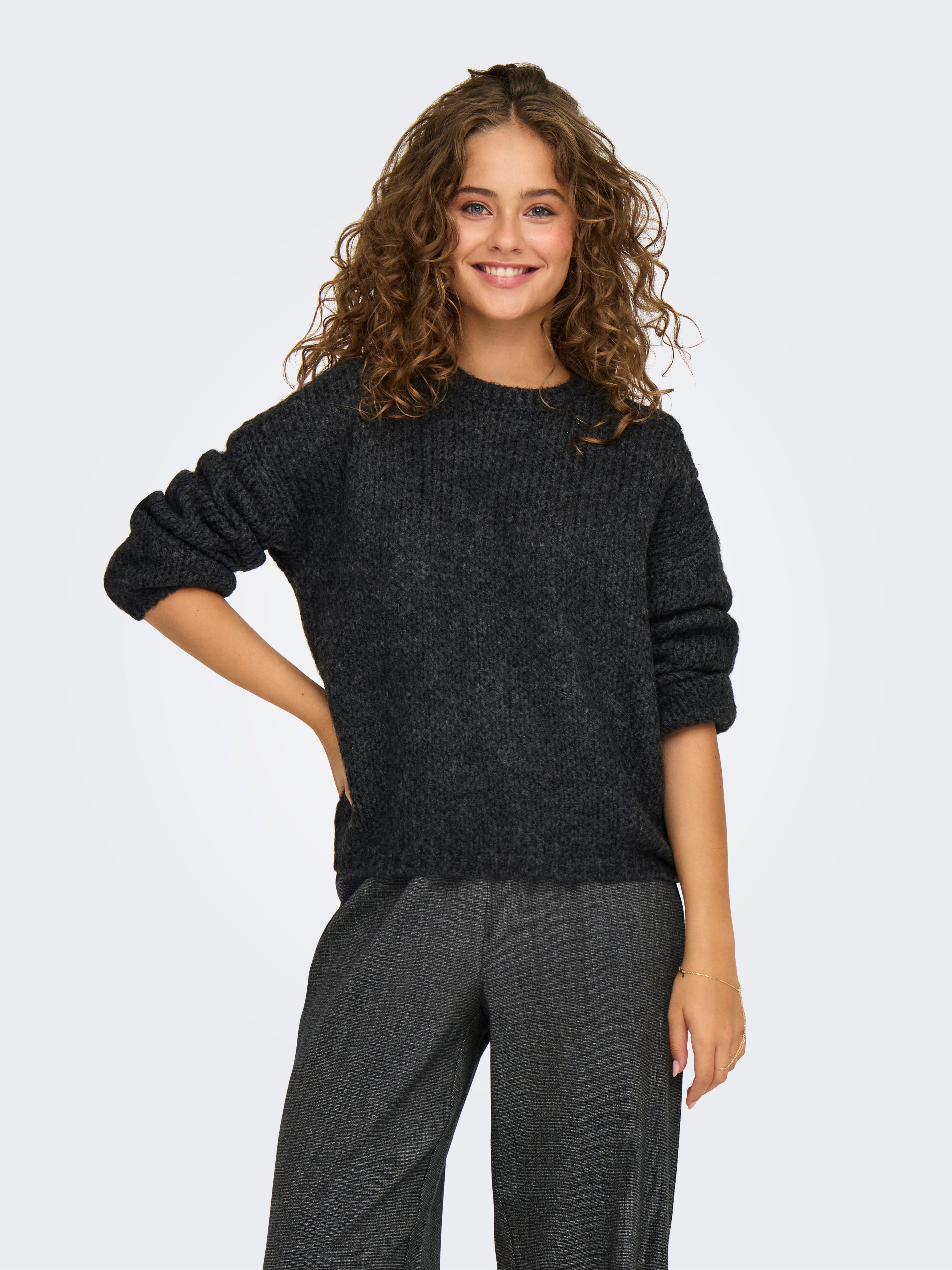 ONLJACKIE Strickpullover Dark Grey Melange