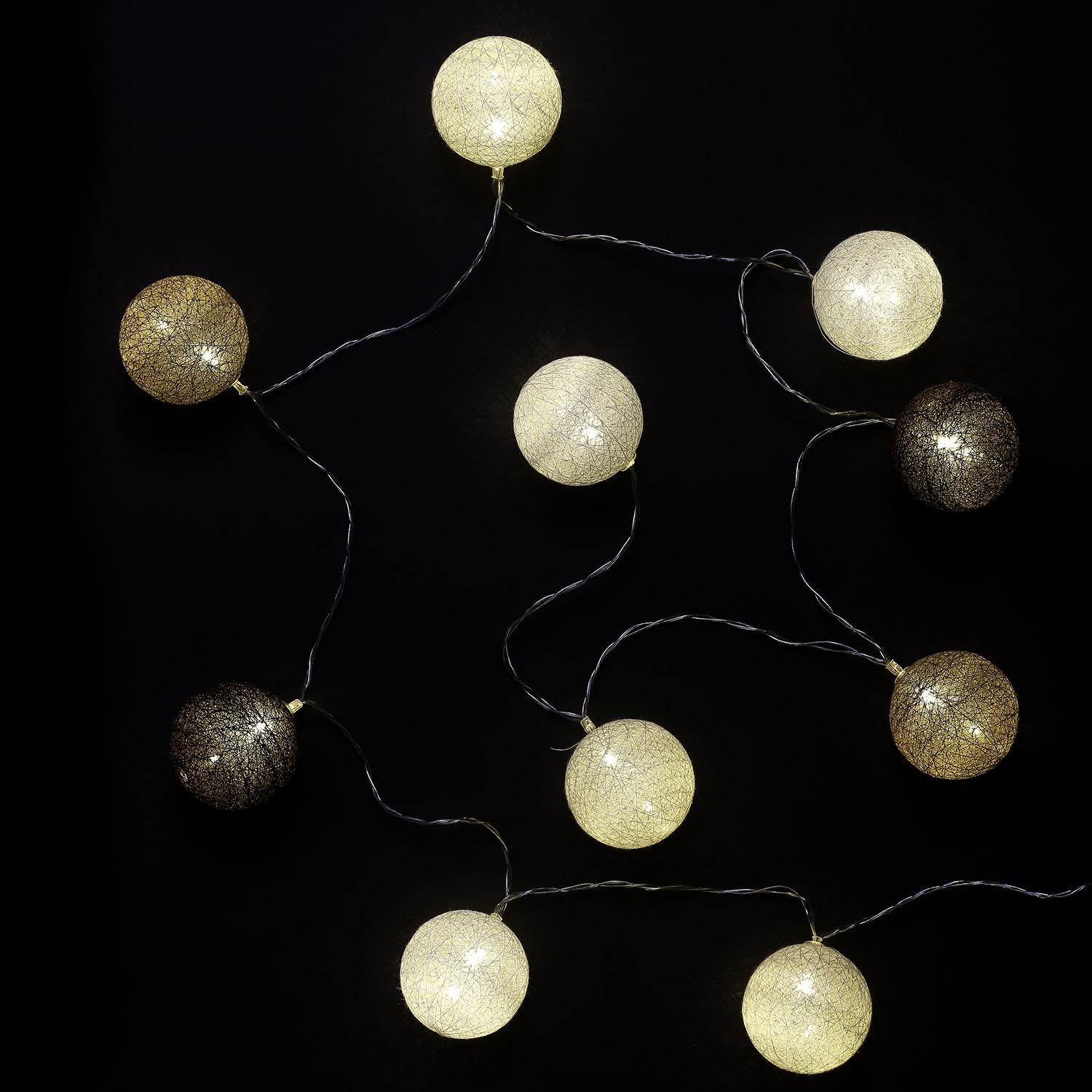GUIRLANDE BOULE MARRON 10 LED D.6CM 1M92