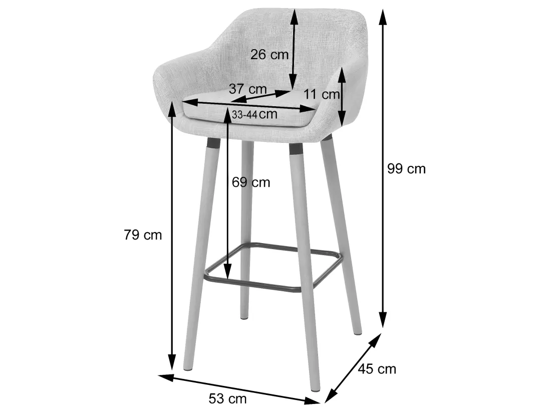 Tabouret de bar Vaasa T381, simili cuir, blanc