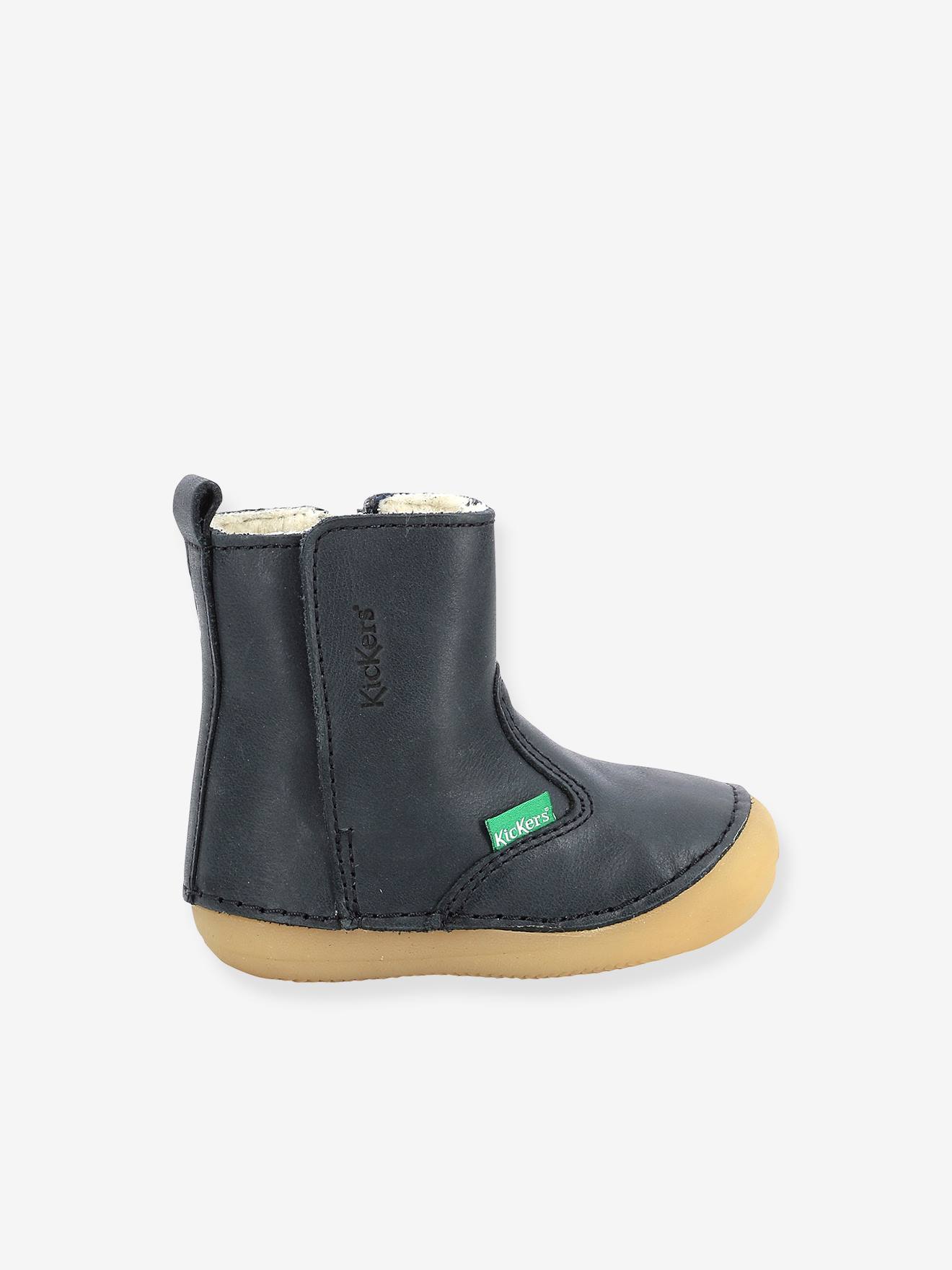 Sapatinhos de couro para bebê Socool Cho KICKERS® First Steps, bege claro, lisos