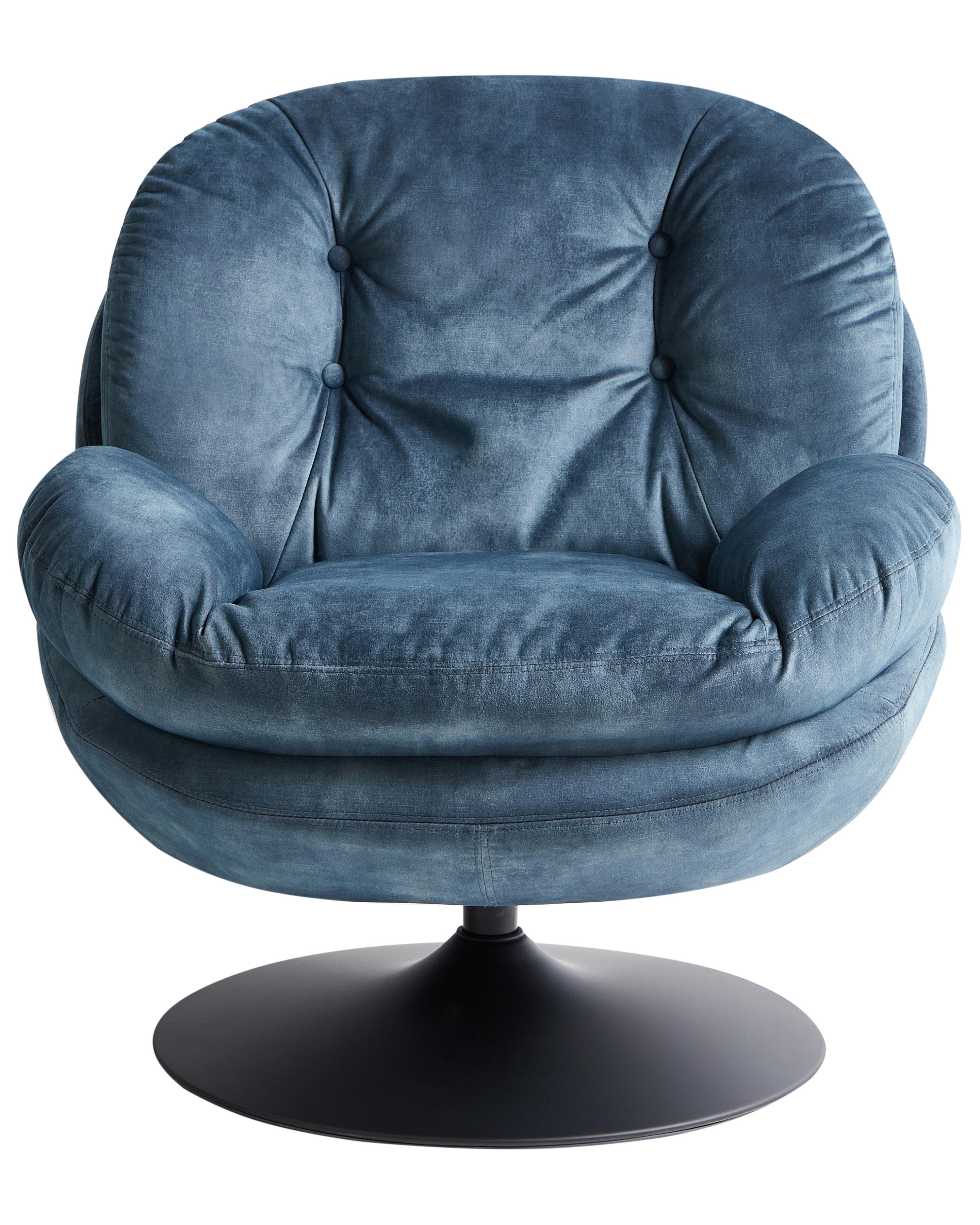 Draaifauteuil NOLVIK Fluweel Donkerblauw