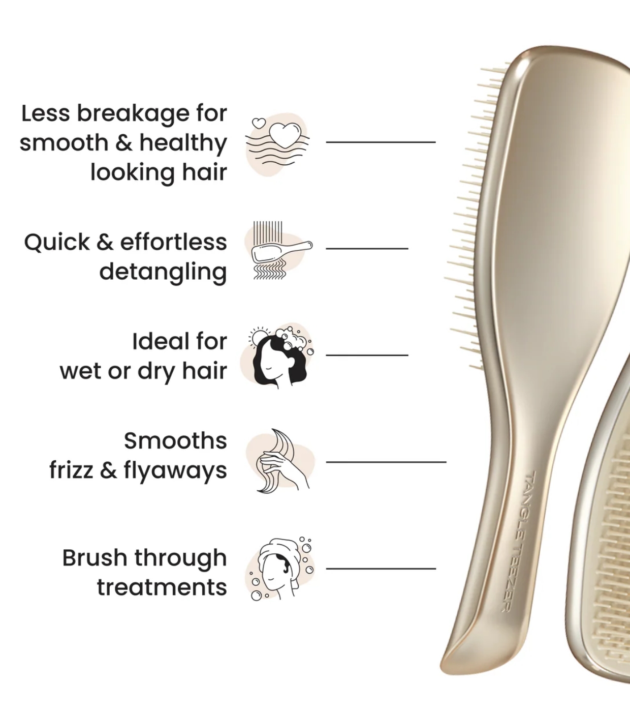 Tangle Teezer - Escova desembaraçadora com cabo The Ultimate Detangler Chrome - Champagne Gold