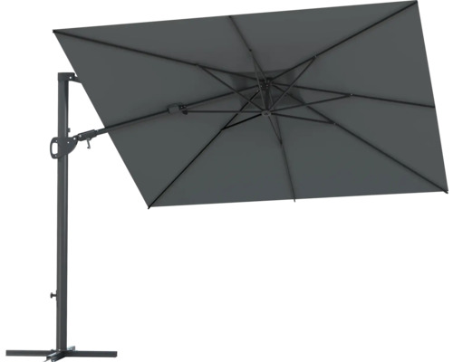Soluna Orléans zweefparasol, 300 x 300 cm, vierkant, donkergrijs