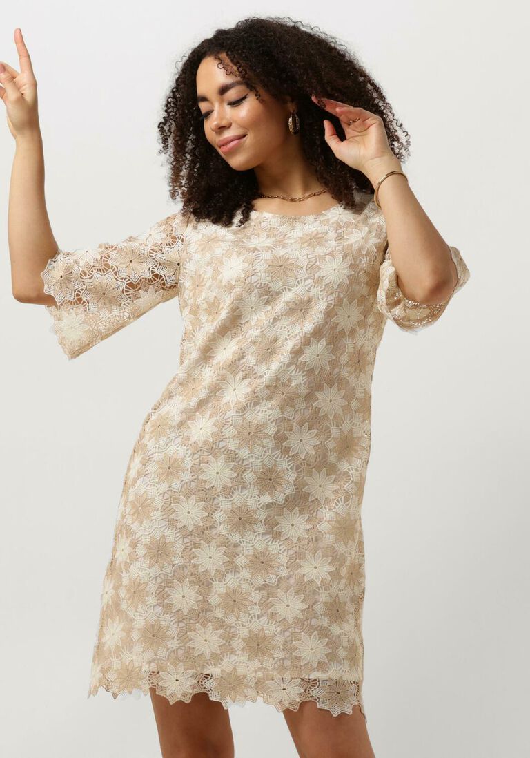 ANA ALCAZAR beige ana alcazar mini jurk dress sleeves