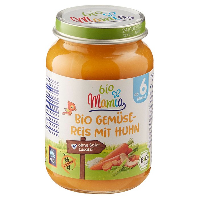 MAMIA BIO Bio-Menü 190 g, Gemüsereis mit Huhn