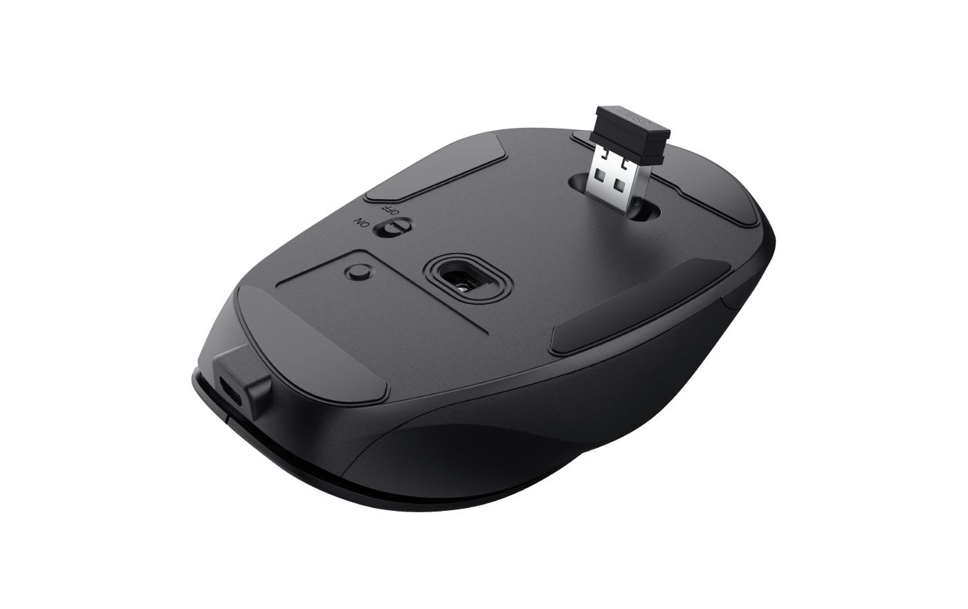 Ergonomische Maus Fyda Rechargeable SchwarzWiederaufladbare Funkmaus mit geschwungenem Design