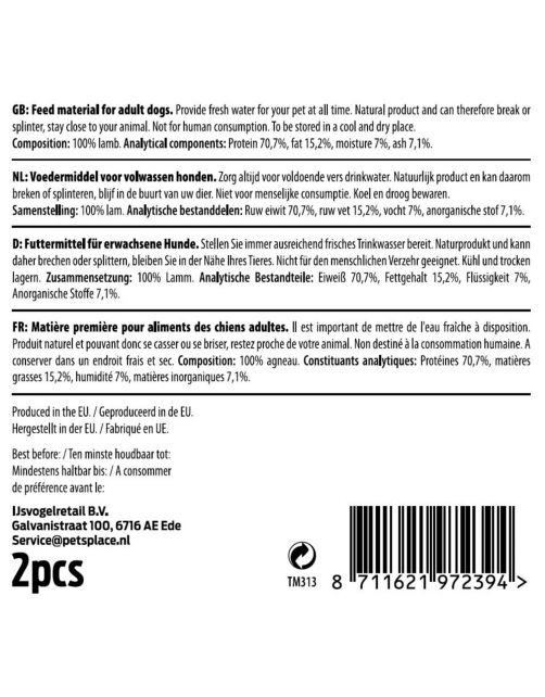 Timo Lamsbot - Hondensnacks - Lam 2 stuks